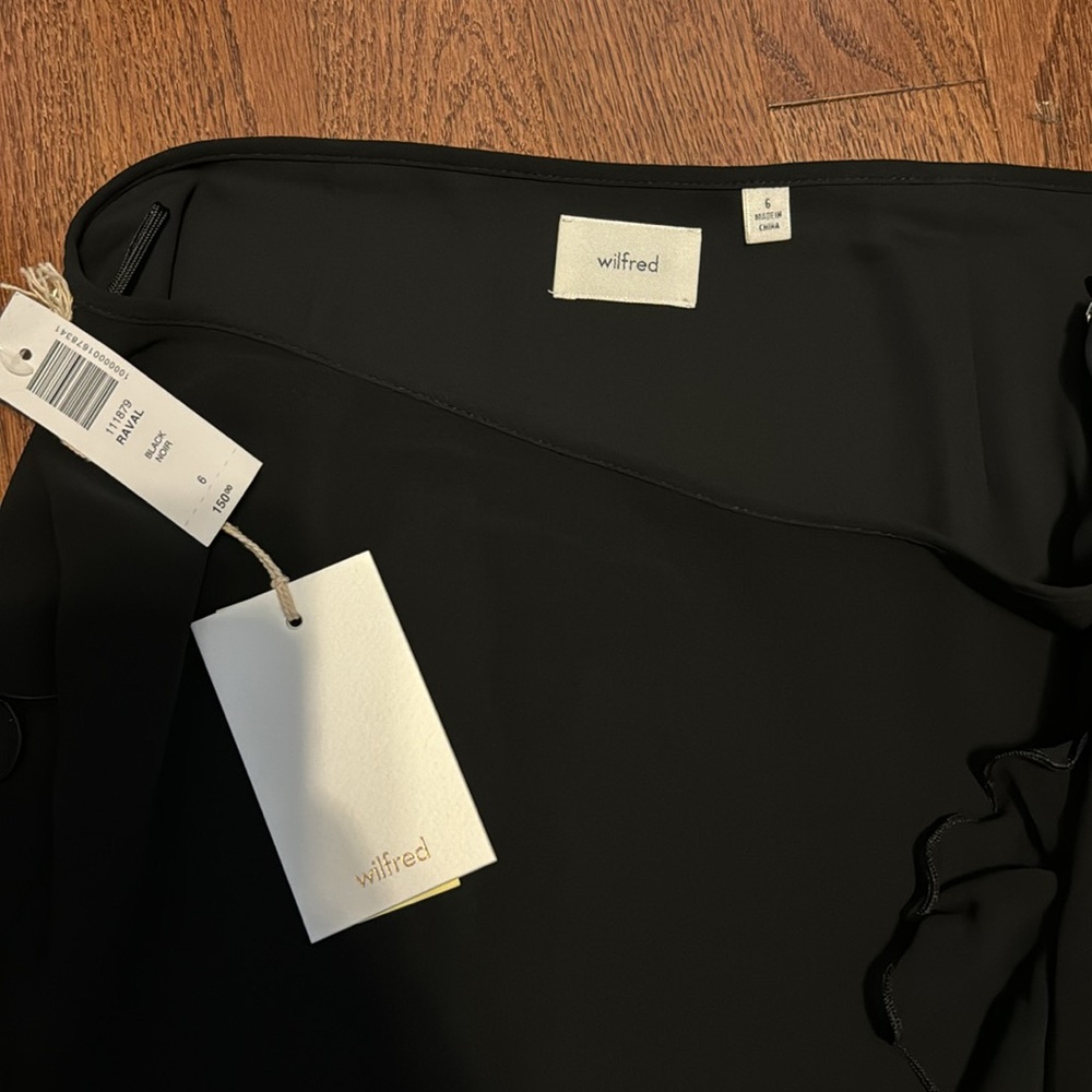 Aritzia x Wilfred “Raval” Black Ruffle-Trim Asymmetric Midi Skirt - Picture 7 of 8